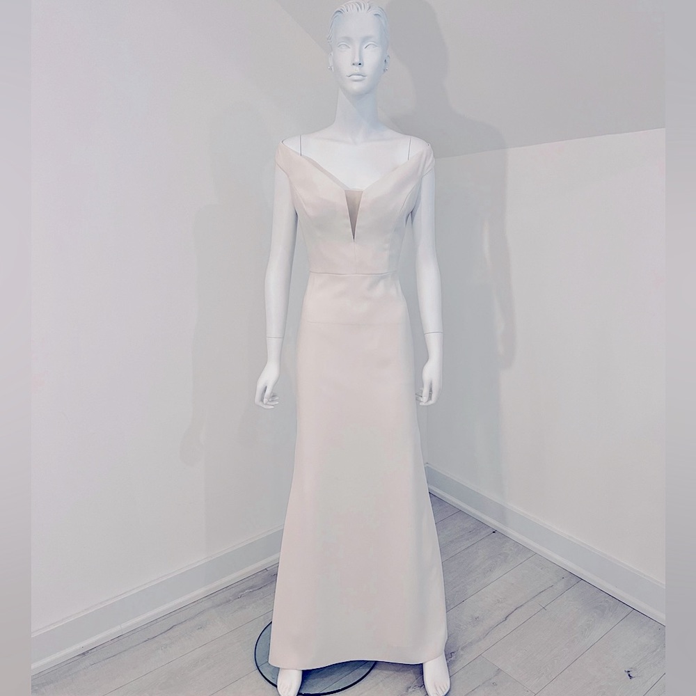 Dessy Bridesmaid/wedding dress #3016-size 10-Ivory. NWT.Crepe off shoulder.